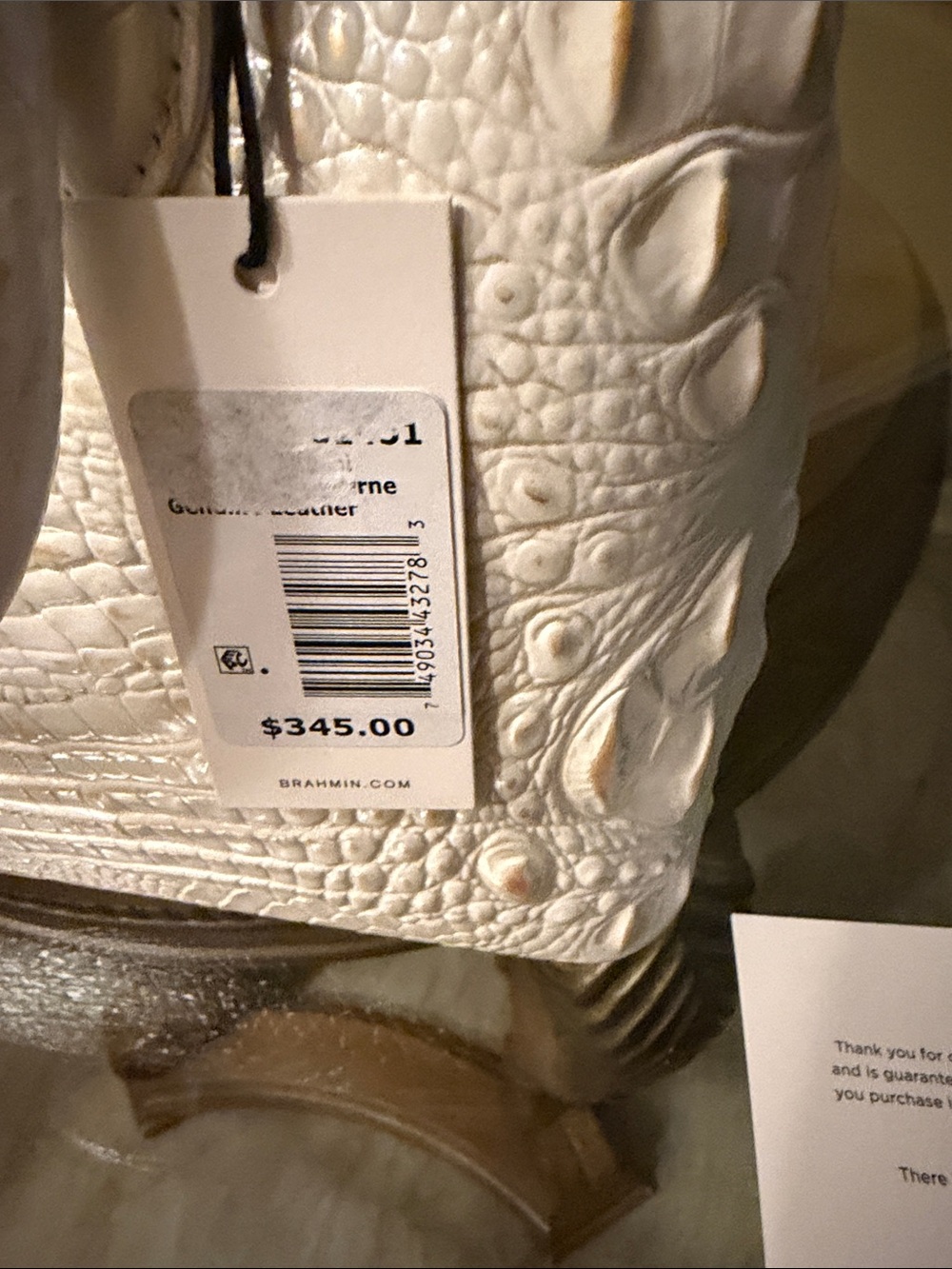Brahmin Duxbury Chantilly White Croc-Embossed Satchel with Detachable Strap - Picture 13 of 15